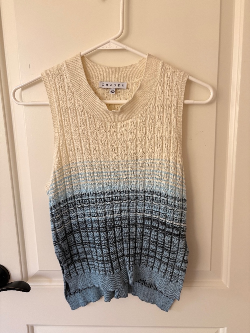 Chaser Knitted Tank Top Blue to Cream color Size XS Women's top